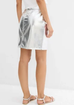 bonprix bonprix Minifalda con aspecto metalizado Plata metalizado Clearance