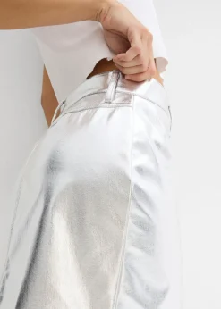 bonprix bonprix Minifalda con aspecto metalizado Plata metalizado Clearance