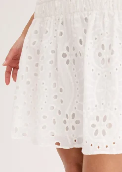 bonprix bonprix Minifalda con bordado calado Blanco lana Outlet