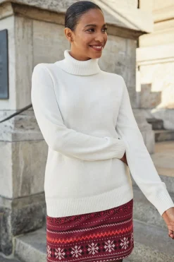 bonprix bonprix Minifalda con patrón noruego de mezcla de algodón y elastano Rojo avellana-fresa-negro-blanco lana con patrón nórdico Hot