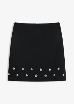 bonprix bonprix Minifalda de algodón Negro Hot