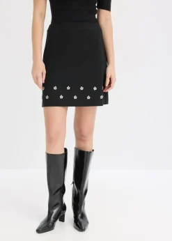 bonprix bonprix Minifalda de algodón Negro Hot