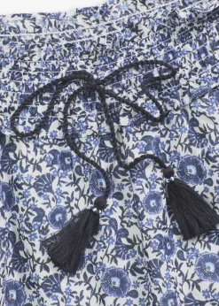 bonprix bonprix Minifalda de algodón ligero con diseño bohemio Azul de flores Clearance