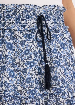 bonprix bonprix Minifalda de algodón ligero con diseño bohemio Azul de flores Clearance