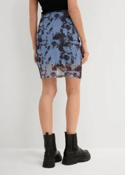 bonprix bonprix Minifalda de malla Azul estampado Online