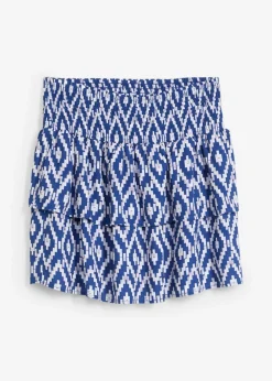 bonprix bonprix Minifalda de viscosa fluida Azul glaciar-blanco con estampado gráfico