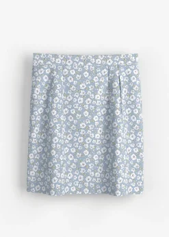 bonprix bonprix Minifalda de viscosa fluida azul hielo con flores