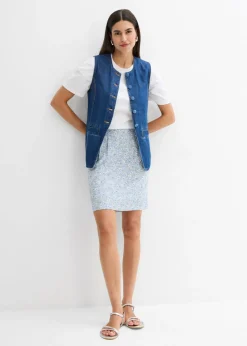 bonprix bonprix Minifalda de viscosa fluida azul hielo con flores