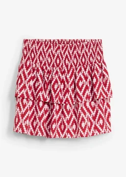 bonprix bonprix Minifalda de viscosa fluida Rojo-blanco con estampado gráfico Discount