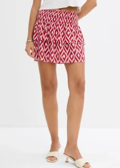 bonprix bonprix Minifalda de viscosa fluida Rojo-blanco con estampado gráfico Discount
