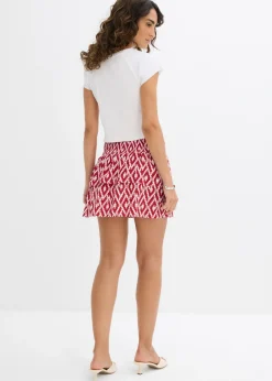 bonprix bonprix Minifalda de viscosa fluida Rojo-blanco con estampado gráfico Discount