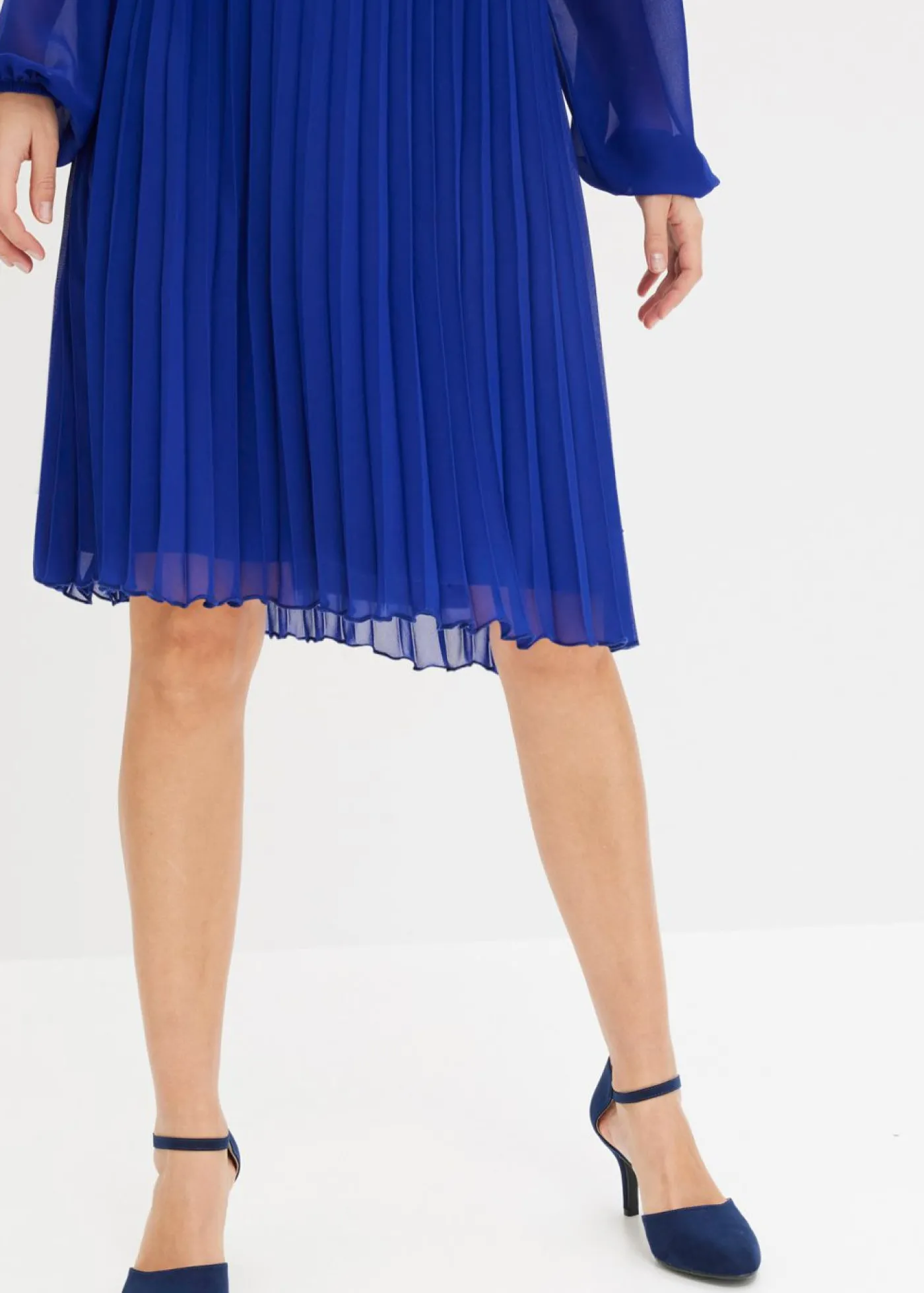 bonprix bonprix Minivestido de gasa fina con plisado Azul Best