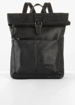 bonprix bpc bonprix collection Mochila con bolsillo exterior y detalle de hebilla Negro Sale