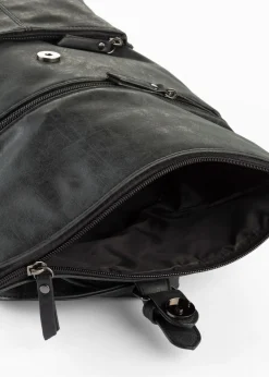 bonprix bpc bonprix collection Mochila con bolsillo exterior y detalle de hebilla Negro Sale