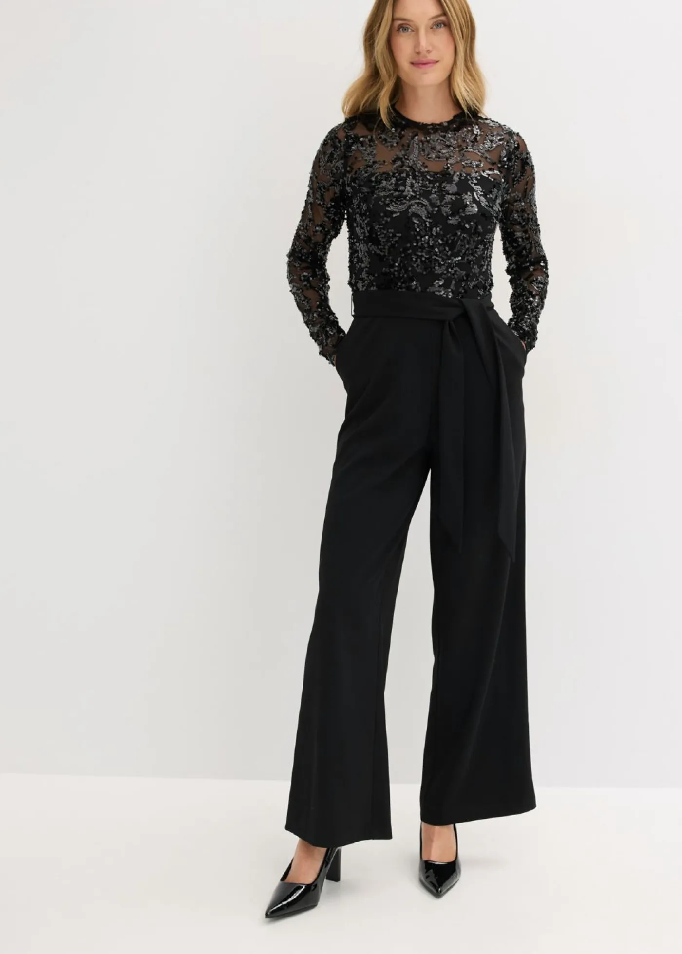 bonprix bonprix Mono con bordado de lentejuelas Negro New