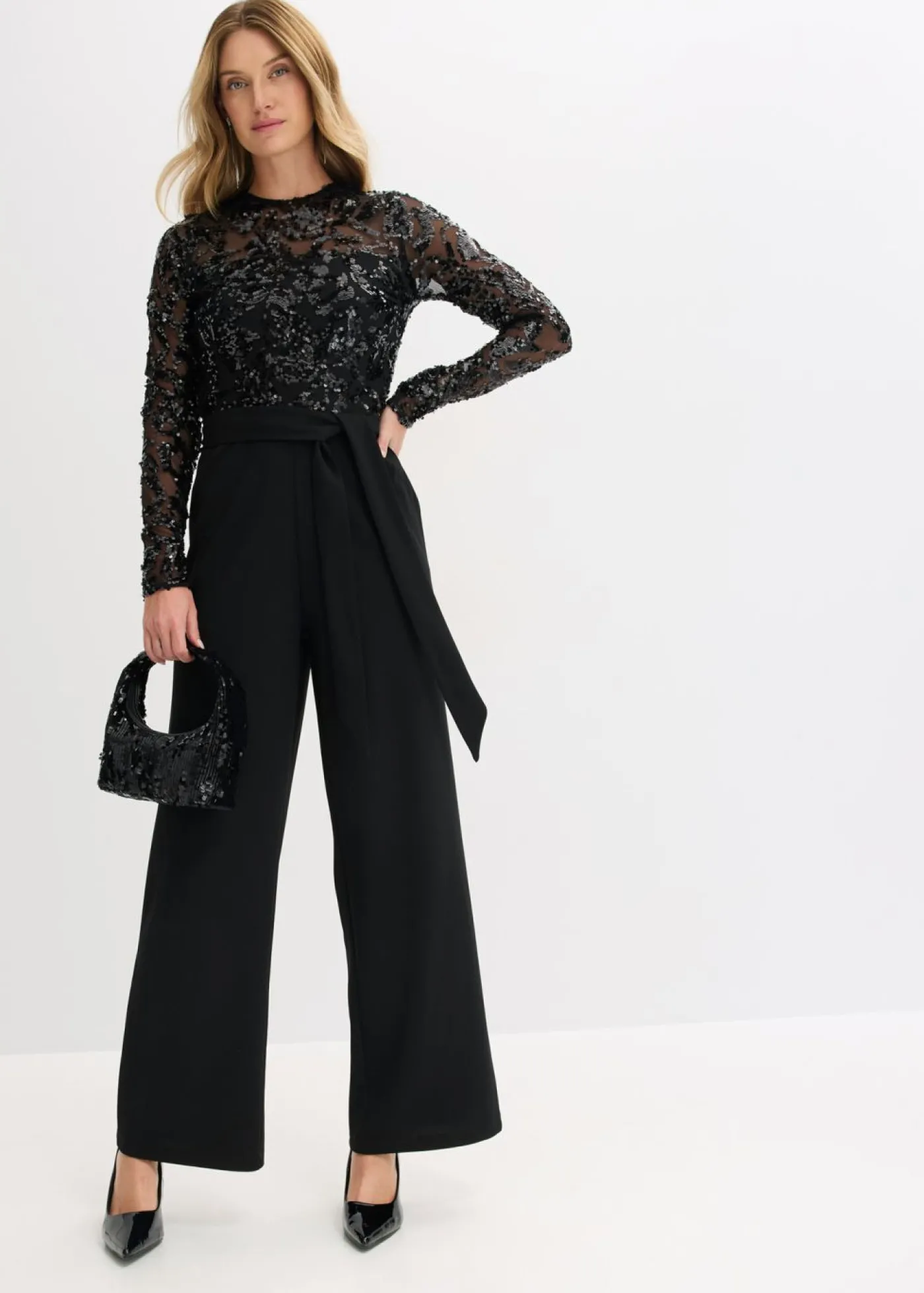 bonprix bonprix Mono con bordado de lentejuelas Negro New
