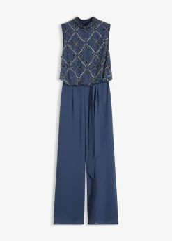 bonprix bonprix Mono con bordado de perlas azul marino-plata Sale