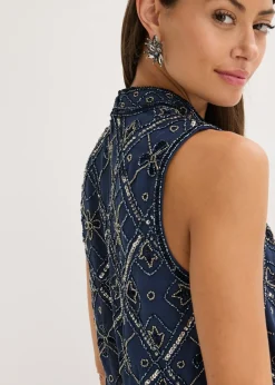 bonprix bonprix Mono con bordado de perlas azul marino-plata Sale