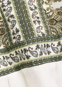 bonprix bonprix Mono con contenido de lino Blanco lana/verde oliva con patrón paisley Online