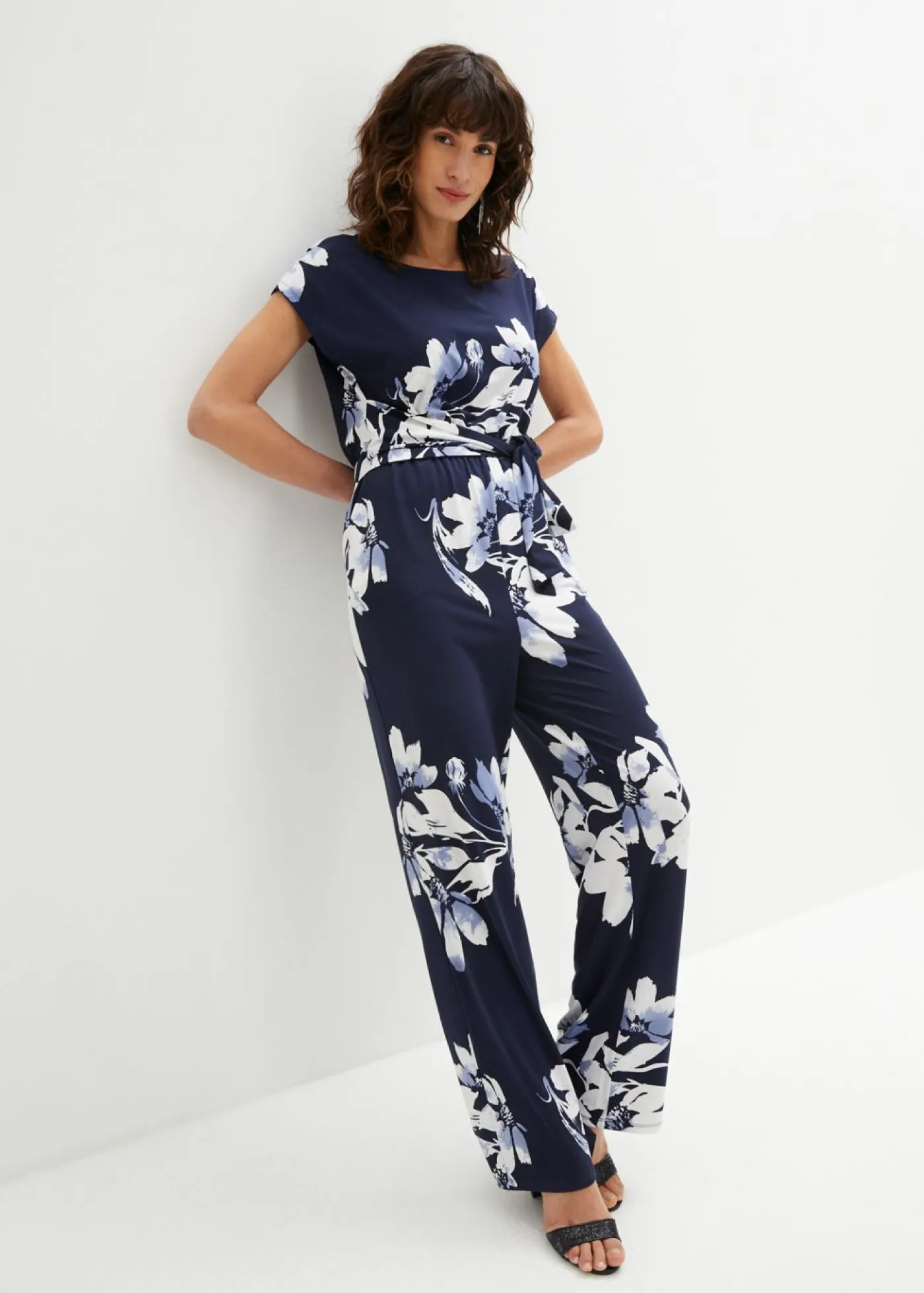 bonprix bonprix Mono con cordón azul marino / blanco con flores Clearance