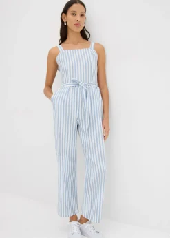 bonprix bonprix Mono de algodón orgánico puro azul-blanco rayas verticales