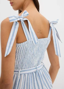 bonprix bonprix Mono de algodón orgánico puro azul-blanco rayas verticales