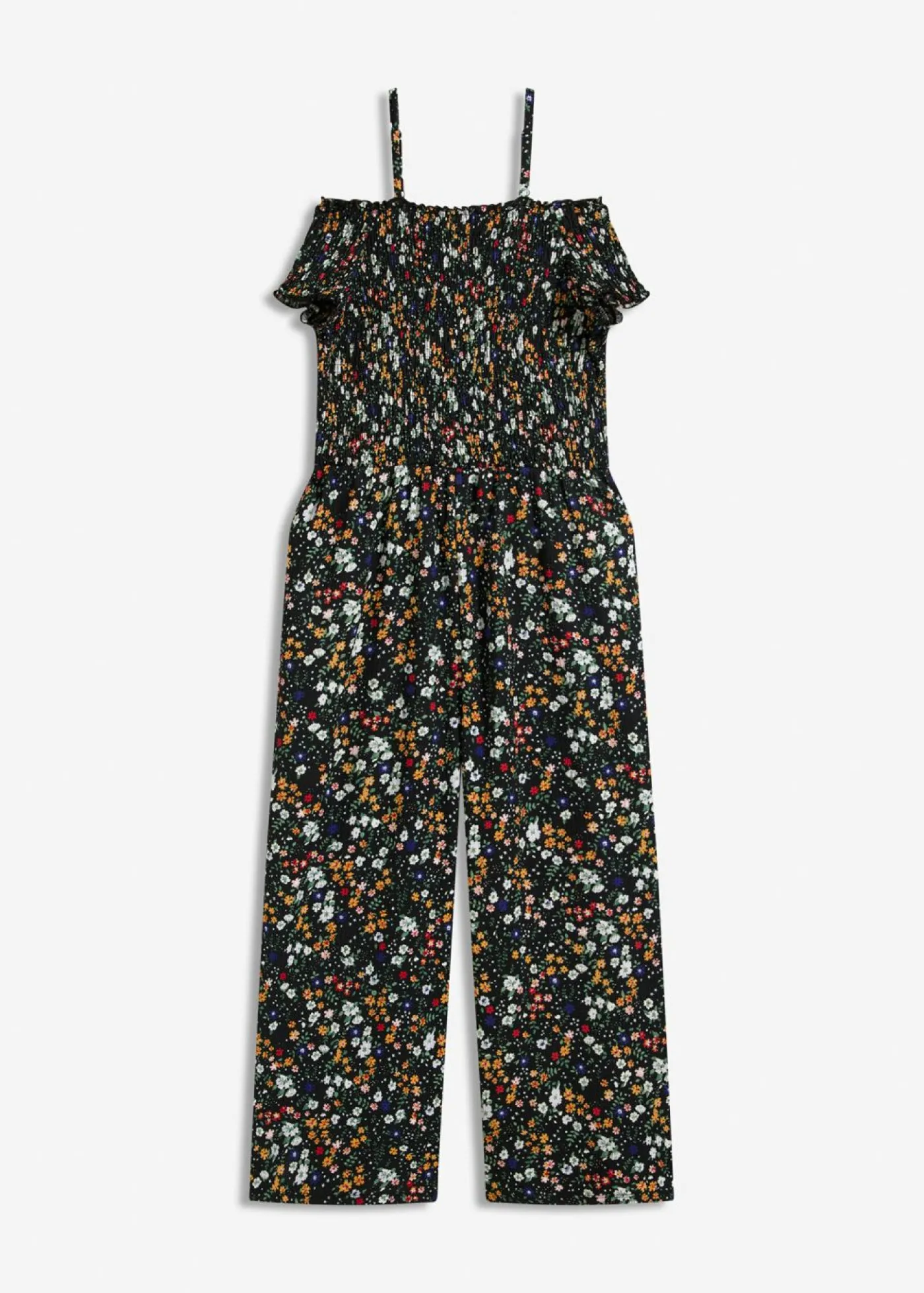 bonprix bonprix Mono de crepé de punto Negro con flores New