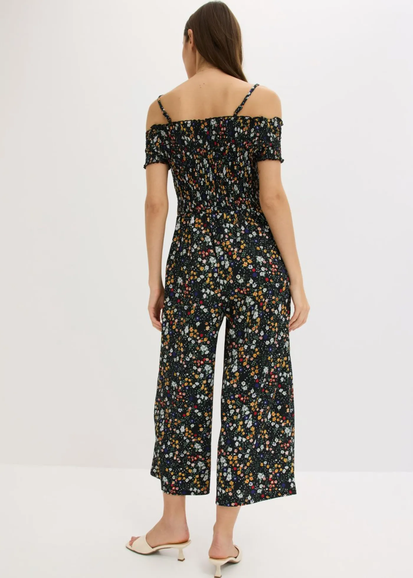 bonprix bonprix Mono de crepé de punto Negro con flores New