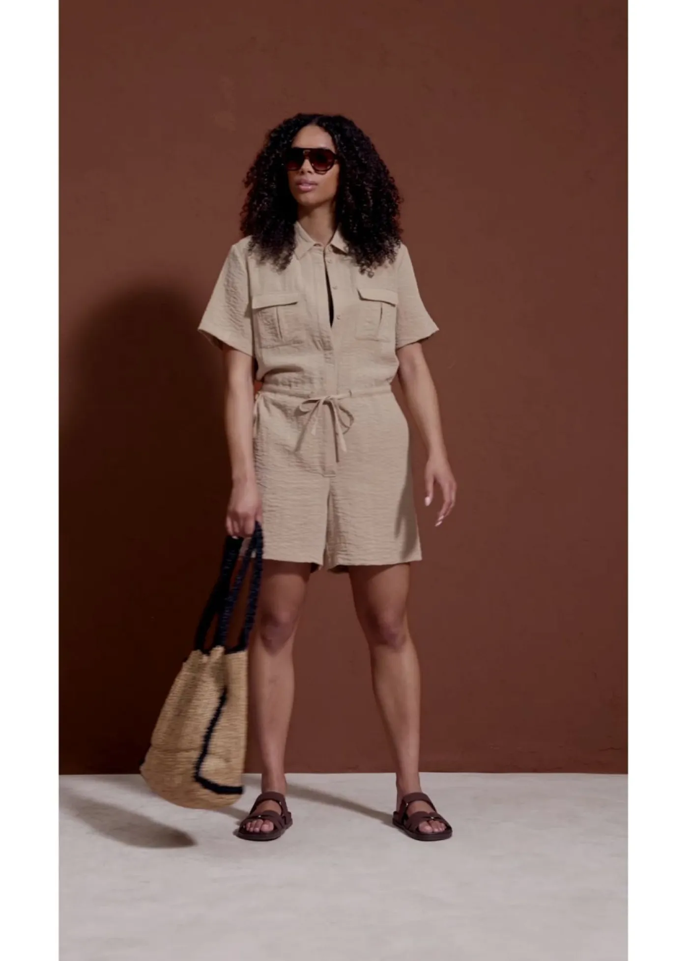 bonprix bonprix Mono de mezcla de viscosa fina Beige nuevo New