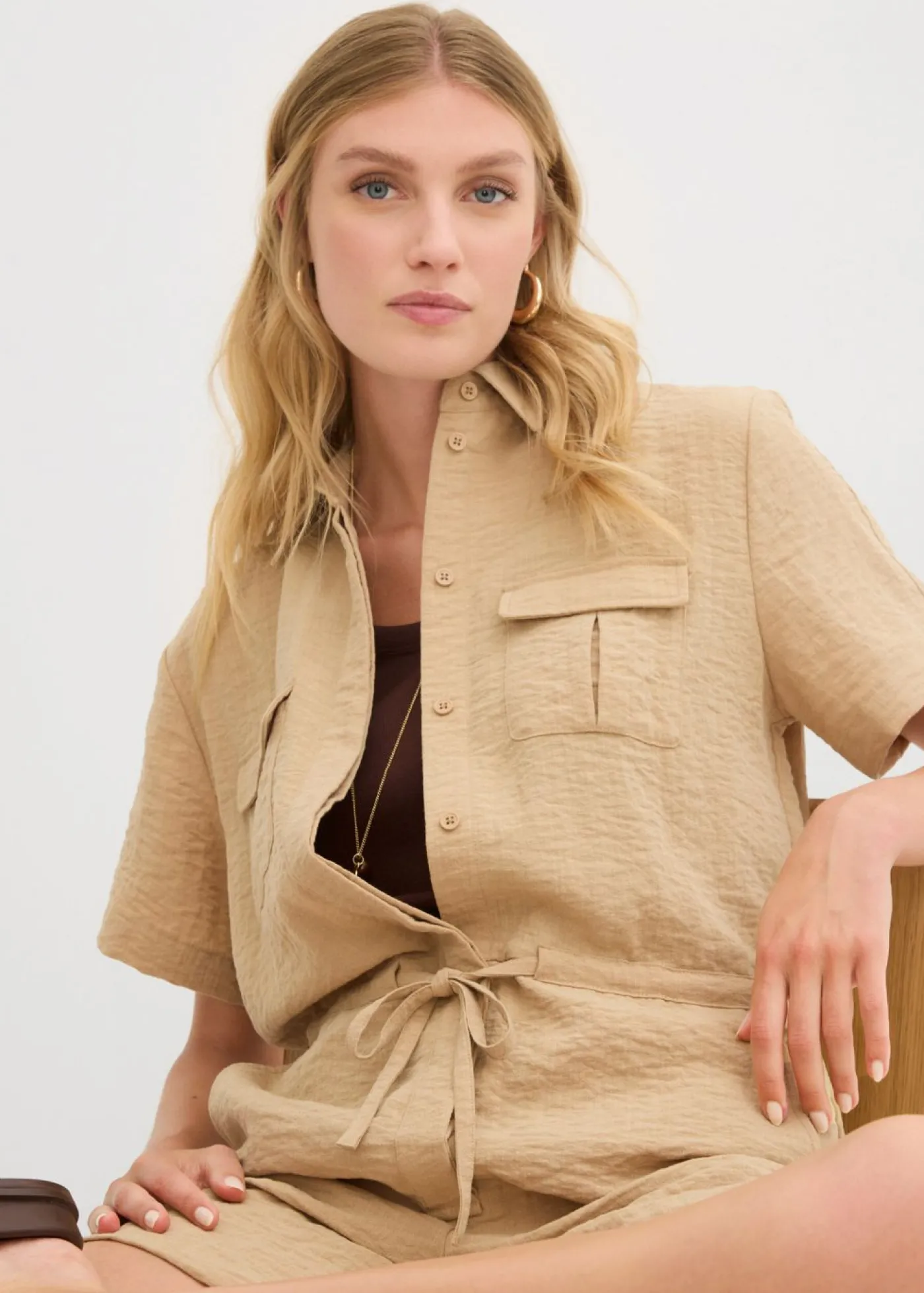 bonprix bonprix Mono de mezcla de viscosa fina Beige nuevo New