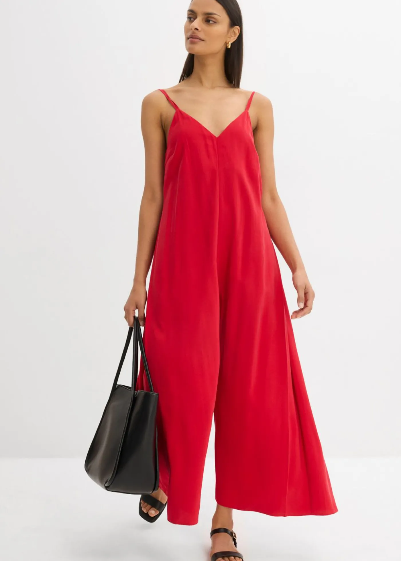 bonprix bonprix Mono de mezcla de viscosa con tirantes ajustables Rojo salsa Hot