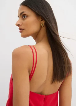 bonprix bonprix Mono de mezcla de viscosa con tirantes ajustables Rojo salsa Hot