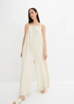 bonprix bonprix Mono de mezcla ligera de lino y viscosa Beige-arena Hot