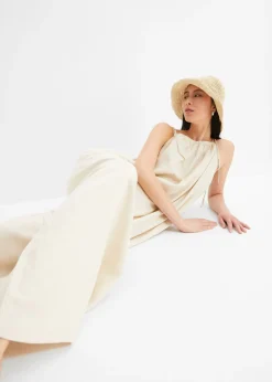 bonprix bonprix Mono de mezcla ligera de lino y viscosa Beige-arena Hot