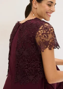 bonprix bonprix Mono de neopreno suave con encaje rojo burdeos Sale