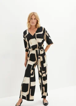 bonprix bonprix Mono de punto Negro/petróleo azul estampado Discount