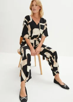 bonprix bonprix Mono de punto Negro/petróleo azul estampado Discount