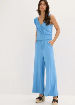bonprix bonprix Mono de punto con volante azul provenzal Discount