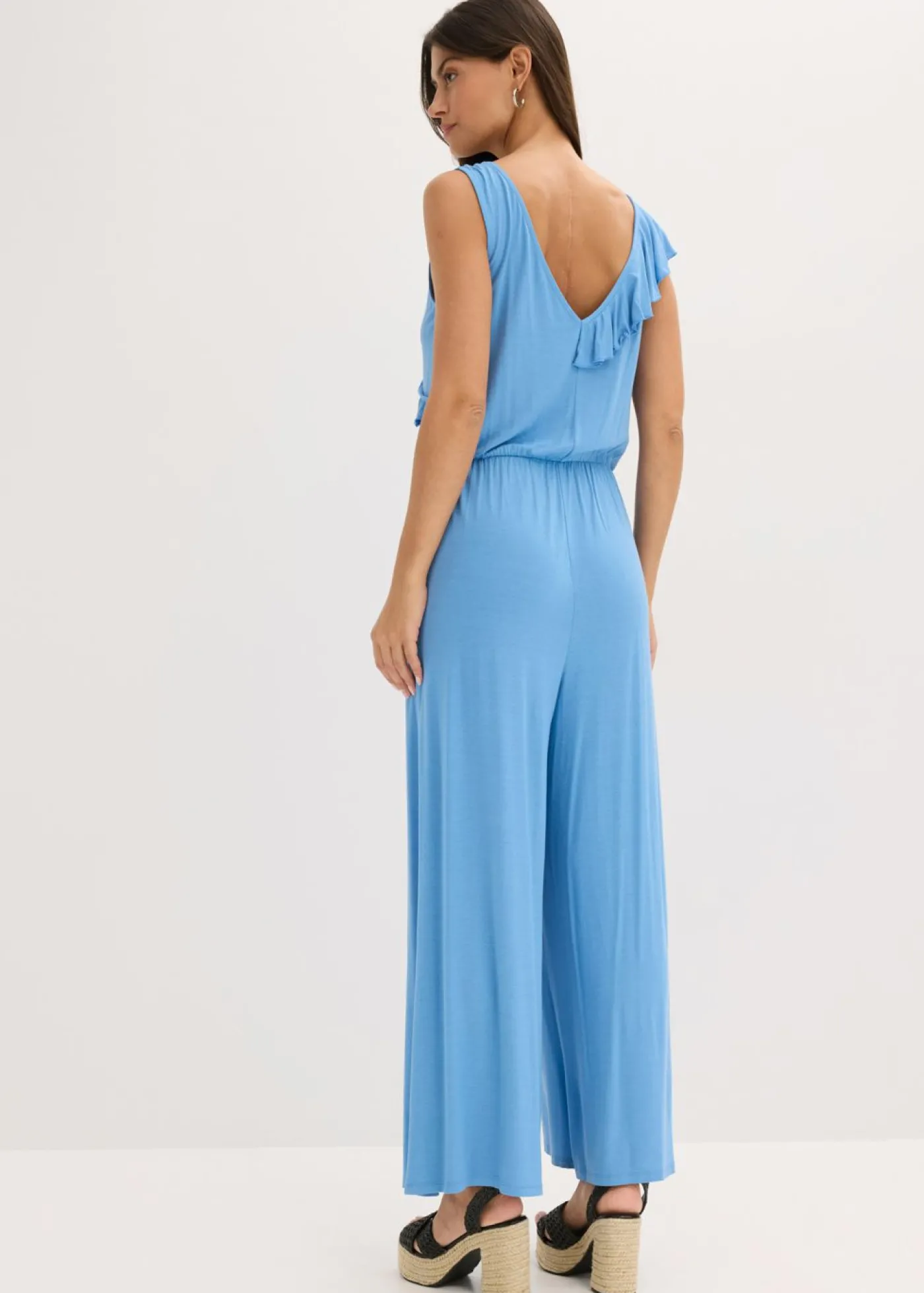 bonprix bonprix Mono de punto con volante azul provenzal Discount