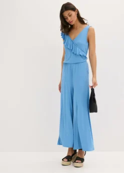 bonprix bonprix Mono de punto con volante azul provenzal Discount
