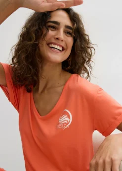 bonprix bonprix Mono de punto de mezcla de viscosa fluida Naranja salmón New