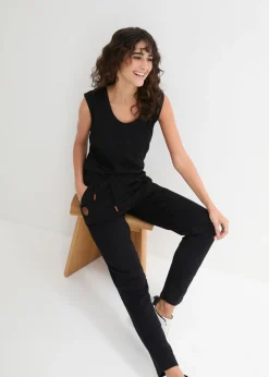 bonprix bonprix Mono de punto de mezcla de algodón Negro Outlet