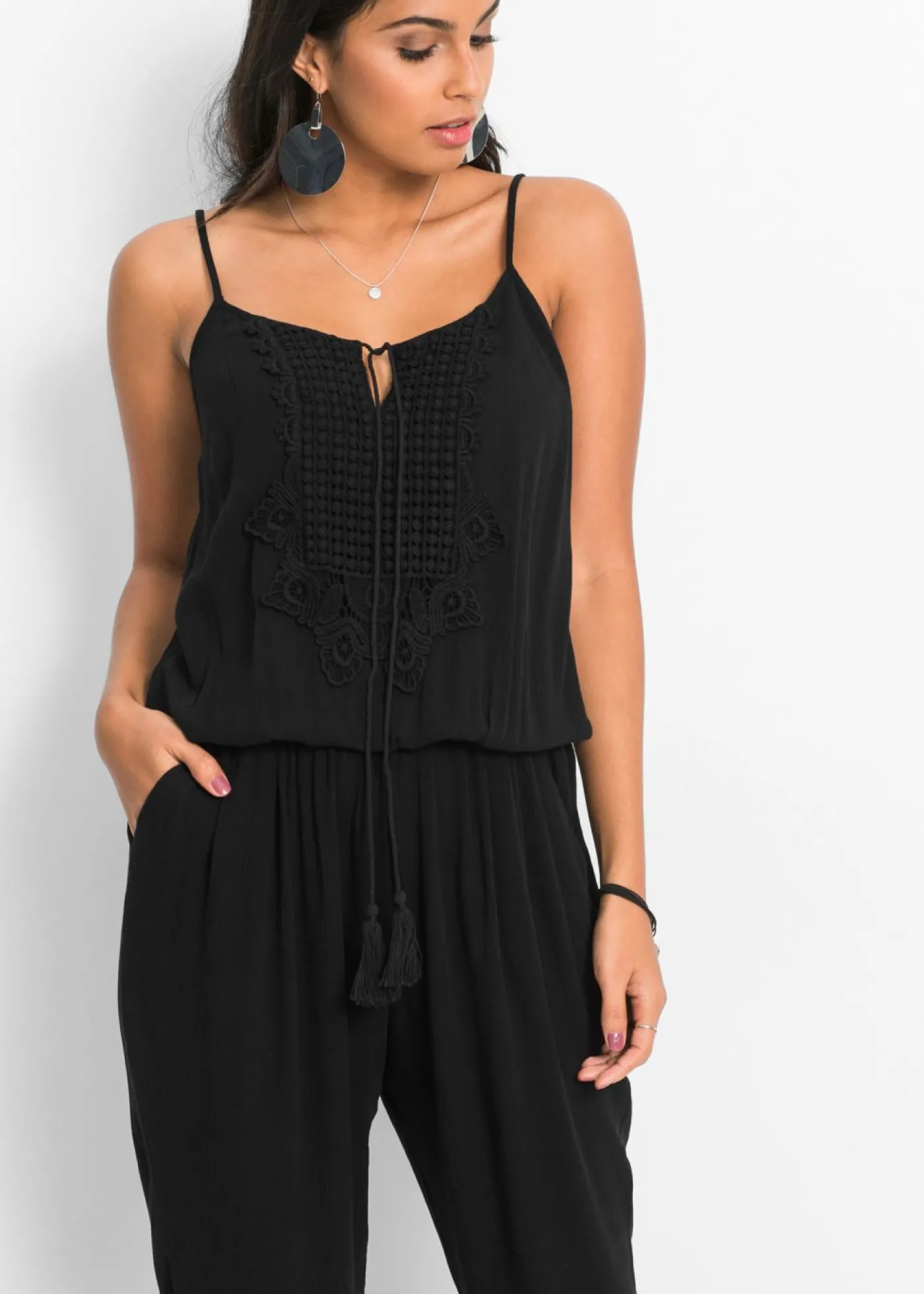 bonprix bonprix Mono de viscosa estructurada Negro Online
