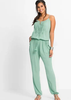 bonprix bonprix Mono de viscosa estructurada Verde pastel Clearance