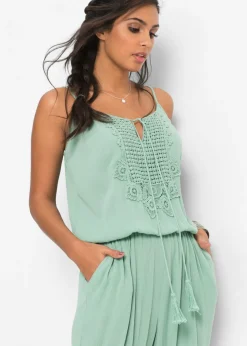 bonprix bonprix Mono de viscosa estructurada Verde pastel Clearance
