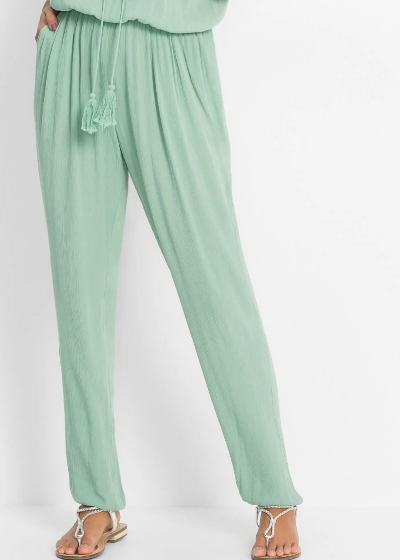 bonprix bonprix Mono de viscosa estructurada Verde pastel Clearance