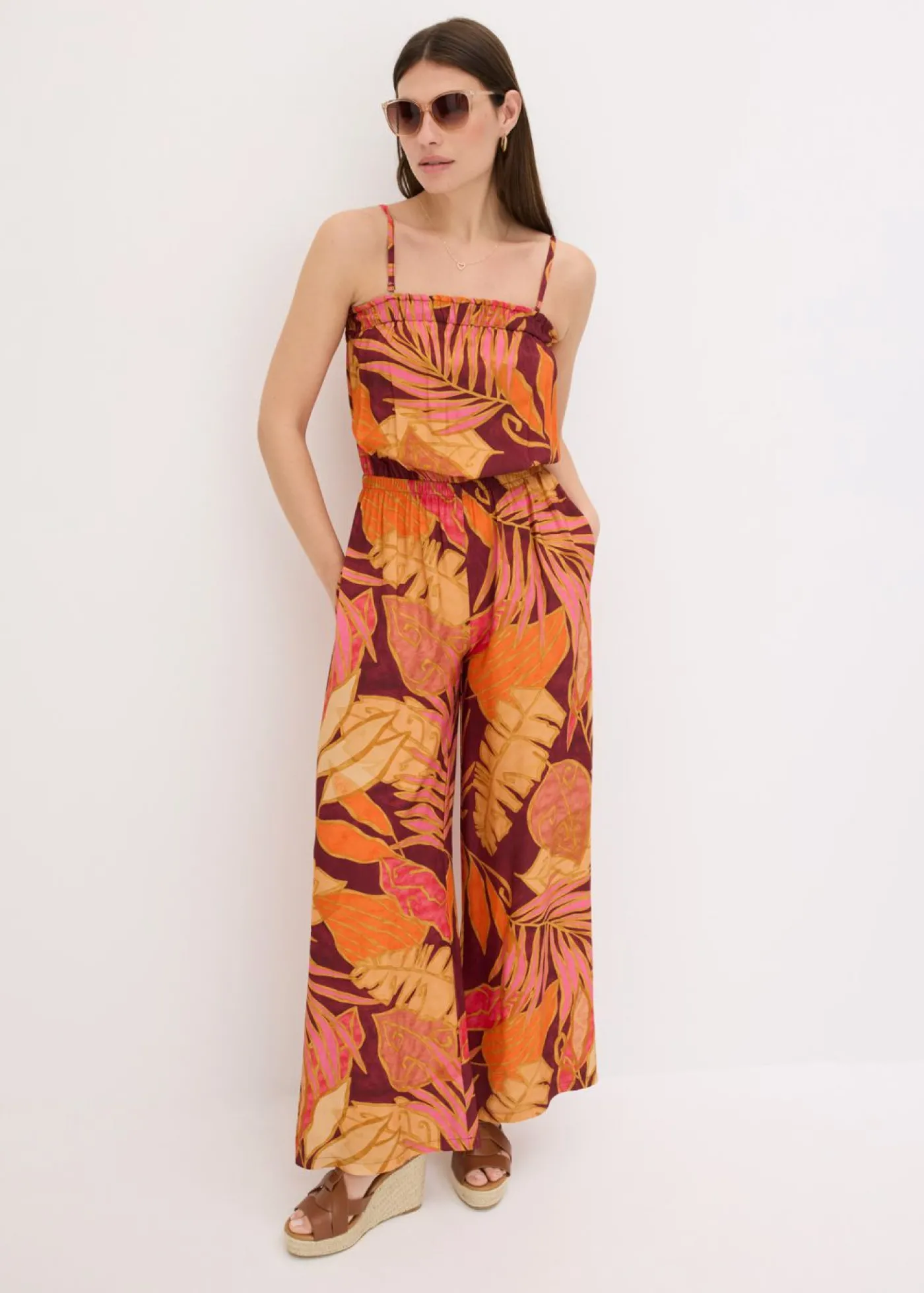 bonprix bonprix Mono estampado de viscosa fluida marrón Clearance