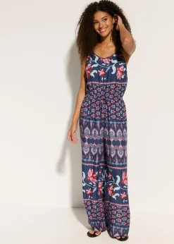 bonprix bonprix Mono largo de playa de viscosa fluida azul-rosa pálido Discount