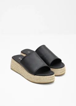 bonprix bonprix Mules de plataforma con aspecto de rafia Negro Sale