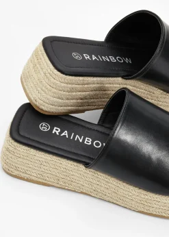 bonprix bonprix Mules de plataforma con aspecto de rafia Negro Sale